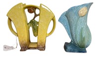 (2)pcs Vintage Roseville Pottery Vases 1057 & 282