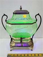 Paden City Cupid Vaseline Glass Samovar- Nice!