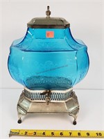 Vintage Paden City Cupid Blue Glass Samovar