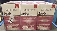 3 Boxes Medi-First aspirin Single Dose Packets