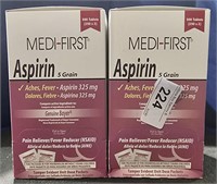 2 Boxes Medi-First aspirin Single Dose Packets