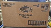 Box Clorox disinfecting wipes 2 pks 700 Count ea