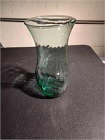 Vintage Spiral Green Glass Vase, 10"