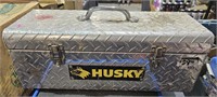 Husky Metal Plate tool box  w/ A Few Tools  2 ft L