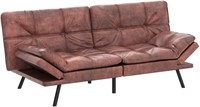 IULULU Brown Memory Foam Futon Couch