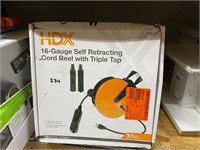 HDX 16GA Self Retracting Cord Reel wTriple Tap 30'