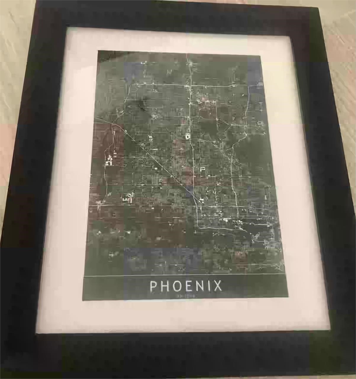 Phoenix Map Print Framed