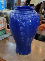 VTG 16" Floral Embossed Reverse Painted Vase