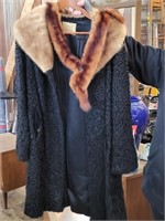 Macy's Little Shop Fur Collared Coat & Mink Stoal