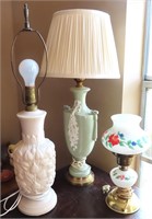 Three (3) Good Lamps (one is hand painted)