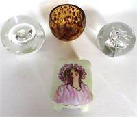 NO SHIP: Nice Paperweights, Austria Painted Box