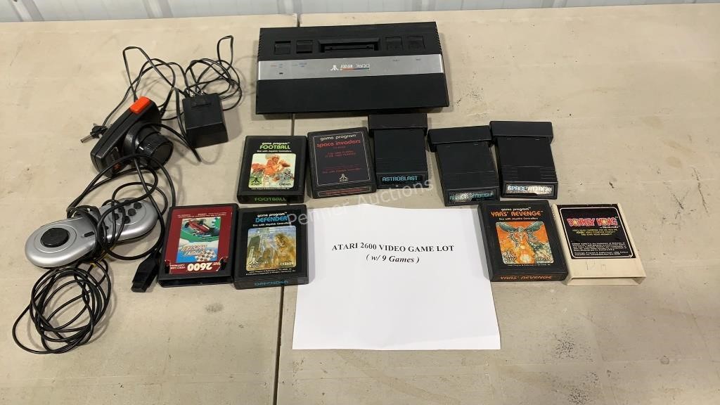 Atari 2600 Video Game System w/ 9 Games