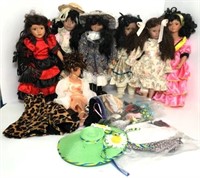 Dolls in Assorted Materials & Clothes