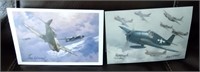 2 WWII Fighter Plane art Signed by ROY GRINNELL