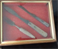 1930s Fork & Knives Wood Handles! Framed!