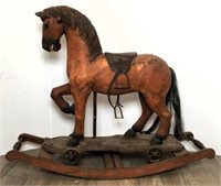 Antique Carved Wood Rocking Horse