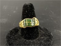10kt Gold plated ring, face has pure gold nuggets