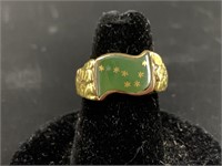 10kt Gold plated ring, face has pure gold nuggets