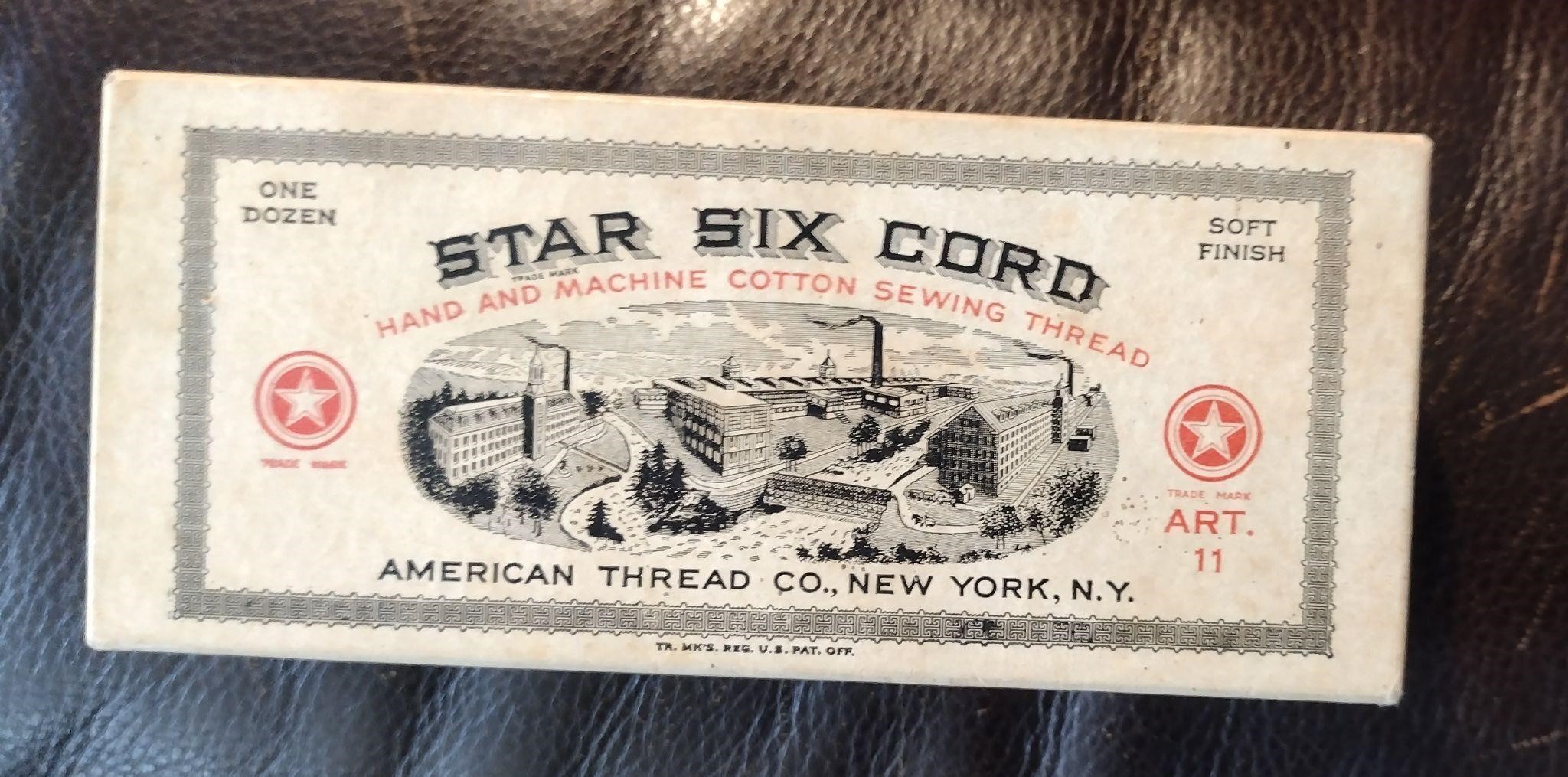 1960's Six Cord Sewing Thread Box for 12 Spools