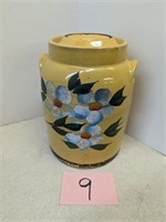 Vintage Yellow Ware Flower Stone Crock