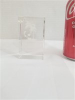 glass 3d hologram palm trees/flamingos paperweight