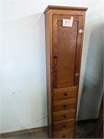 Skinny Wood Cabinet with Drawers and Door
