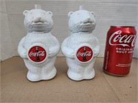 2 coca-cola plastic polar bear bottles
