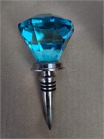 blue diamond shaped wine bottle stopper