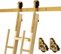 DIYHD 5FT Wooden Ladder Rolling Hardware  Golden