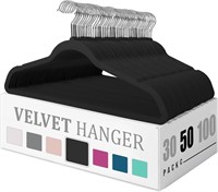 Velvet Hangers 50 Pack - Heavy Duty  Black