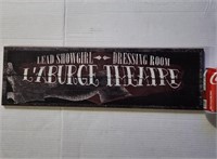 wooden bar style sign Laburge theatre