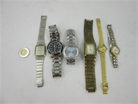 6 montres dont Guess , Seiko , Timex , Elgin ,