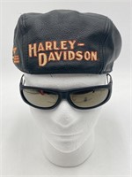Harley-Davidson Leather Skull Cap & Sunglasses