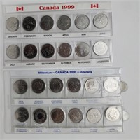 1999 & 2000 Millennium Canada 25 Cents Sets