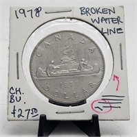 1978 Canada Dollar $1 Broken Water Line Unc