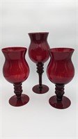 VINTAGE RED GLASS CANDLE HOLDERS