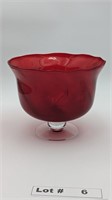 VERY LARGE RED GLASS DISPLAY BOWL