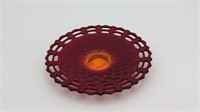 VINTAGE RED GLASS DECORATIVE PLATE