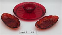 RED GLASS SERVING DISHES