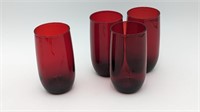 VINTAGE RED GLASS DRINKING GLASSES