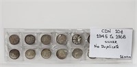 Canada Dimes 10 Cents 1945 to 1968