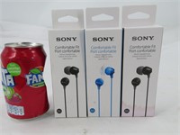 3 paires d'écouteurs neufs, Sony