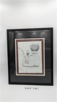 DAVID MILLER PENCIL DRAWING FRAMED AND MATTED