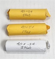 1960 1961 1962 5 Cents 3 Nickel Rolls