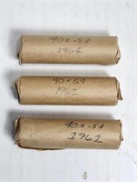 1961 1962 1964 5 Cents 3 Nickel Rolls