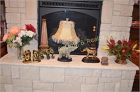 ELEPHANT LAMP, BOOKENDS, & FIGURINES