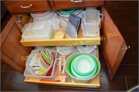 MISC. PLASTICWARE, BOWLS, STORAGE CONTAINERS,