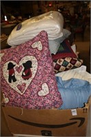 BOX OF PILLOWS AND BLANKET