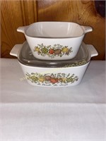 2pc corningware spice of life only one lid