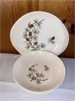 Pine cone platter and serving bowls-platter has